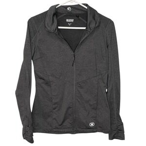 OGIO XS Gray Full Zip‎ Jacket Ruched Cuffs Thumbholes Athleisure Gorpcore